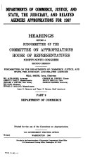 Departments of Commerce, Justice, and State, the Judiciary, and Related Agencies Appropriations for 1987: Department of Commerce