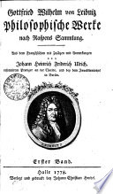 Gottfried Wilhelm von Leibniz Philosophische Werke nach Raspens Sammlung