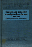 Society and Economy in Early Modern Europe, 1450-1789