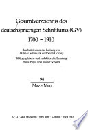 Gesamtverzeichnis des deutschsprachigen Schrifttums (GV)