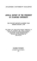 Annual Report of the President of Stanford University for the ... Academic Year Ending ...