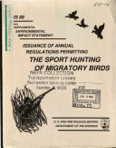 Sport Hunting of Migratory Birds, Issuance of Annual Regulations