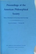 Proceedings, American Philosophical Society (vol. 134, No. 4, 1990)