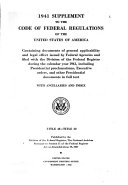 Supplement to the Code of Federal Regulations of the United States of America
