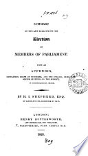 A summary of the law relative to the election of members of parliament