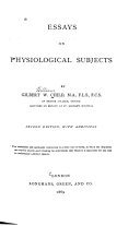 Essays on Physiological Subjects