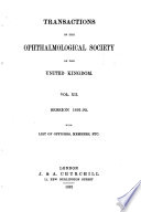 Transactions of the Ophthalmological Society of the United Kingdom
