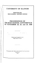 Proceedings of the High School Conference of November 1910 November 1931