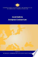 Good Faith in European Contract Law Book