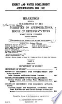 Energy and Water Development Appropriations for 1981 Book
