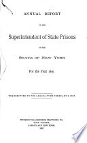 Annual Report of the Superintendent of State Prisons of the State of New York