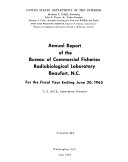 Annual Report of the Bureau of Commercial Fisheries Radiobiological Laboratory, Beaufort, N.C.