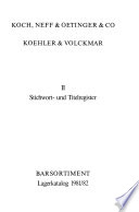 Koehler & Volckmar Literatur Katalog