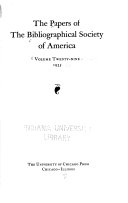 The Papers of the Bibliographical Society of America