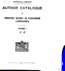 Author Catalogue of Printed Books in European Languages    
