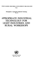 Monographs on Appropriate Industrial Technology