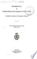 Classified List Of United States Government Publications Available For Selection By Depository Libraries