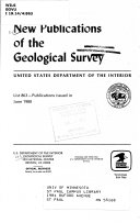 New Publications of the Geological Survey