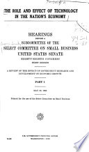 Hearings, Reports and Prints of the Senate Select Committee on Small Business