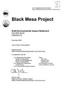 Black Mesa Project : Draft Environmental Impact Statement