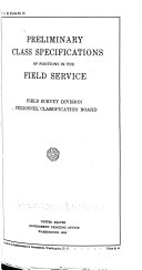 Preliminary Class Specifications of Positions in the Field Service
