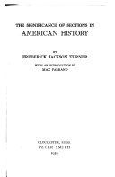 The Significance of Sections in American History