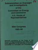 Subcommittee on Oversight and Investigations of the Committee on Energy and Commerce, U.S. House of Representatives