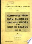 Summaries from Farm business Analysis Studies in the United States  1907 39 Book