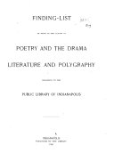 Finding list of Books in the Classes of Poetry and the Drama