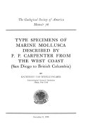 Type Specimens of Marine Mollusca Described by P.P. Carpenter from the West Coast (San Diego to British Columbia)