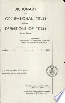 Dictionary of Occupational Titles Book