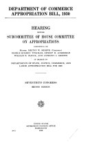 Department of Commerce Appropriation Bill, 1930