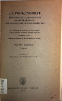 J.C. Poggendorffs biographisch-literarisches Handwörterbuch zur Geschichte der exacten Wissenschaften: bd. A-L. 1863
