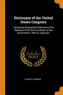 Dictionary Of The United States Congress
