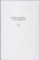International Law Reports: Volume 92