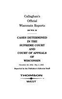 Callaghan s Official Wisconsin Reports