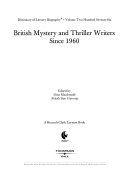 British Mystery and Thriller Writers Since 1960