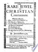 The Rare Jewel of Christian Contentment     The First of the Eleven Volumes that are Published by Thomas Goodwin  and Others   Etc