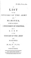 A List of the Officers of the Army and of the Corps of Royal ...