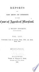 Maryland Reports  Containing Cases Argued and Determined in the Court of Appeals of Maryland Book PDF
