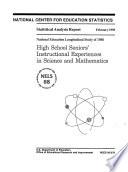 High School Seniors Instructional Experiences In Science And Mathematics