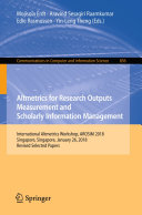 Altmetrics for Research Outputs Measurement and Scholarly Information Management Pdf/ePub eBook