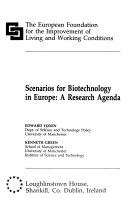 Scenarios for Biotechnology in Europe Book