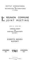 Compte Rendu, Réunion Commune Avec la American Society of Sugar Beet Technologists