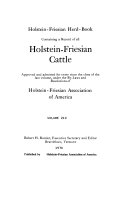 Holstein Friesian Herd book  Containing a Record of All Holstein Friesian Cattle    