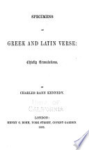 Specimens of Greek and Latin verse