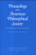 Proceedings, American Philosophical Society (vol. 148, no. 4, 2004)