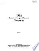 ERDA Subject Indexing and Retrieval Thesaurus Book