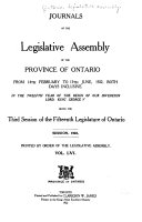 Journals of the Legislative Assembly of the Province of Ontario