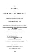 The Journal of a Tour to the Hebrides with Samuel Johnson ... from the London Edition, Revised and Corrected by the Author. (American Edition.).
